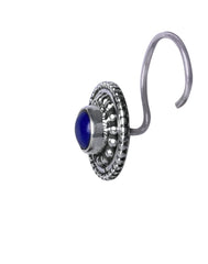 Round 92.5 Sterling Silver Nose Pin with Lapis Lazuli