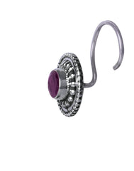 Round 92.5 Sterling Silver Nose Pin with Ruby Stone