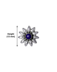 Flower 92.5 Sterling Silver Nose Pin with Lapis Lazuli Stone