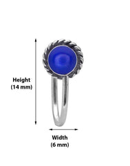 92.5 Sterling Silver Clip/Press On Lapis Lazuli Nose Pin with Lapis Lazuli