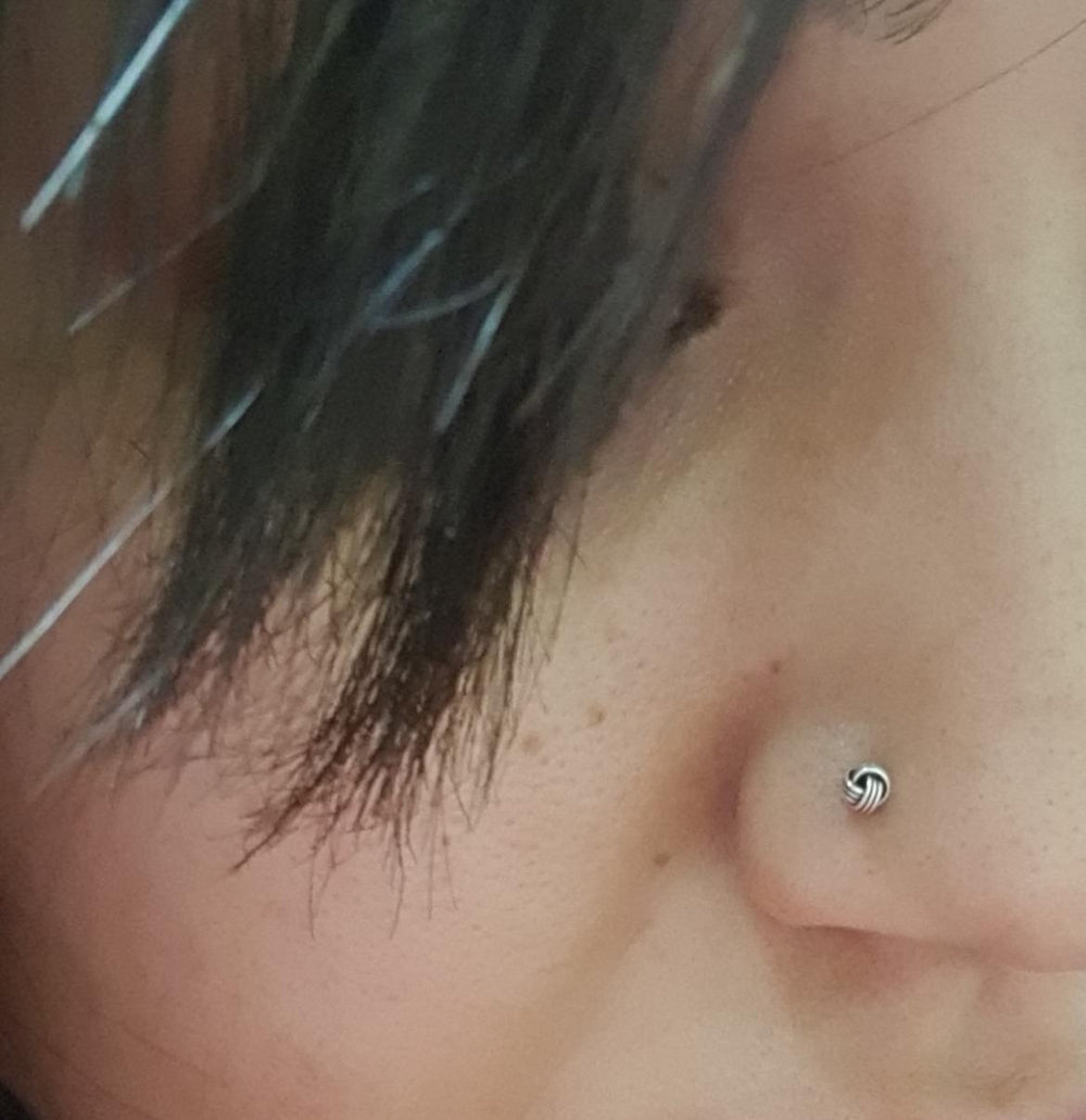 Knot shape Nose Pin in 92.5 Oxidized Silver