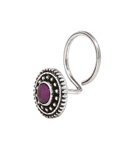 Round 92.5 Sterling Silver Nose Pin with Ruby