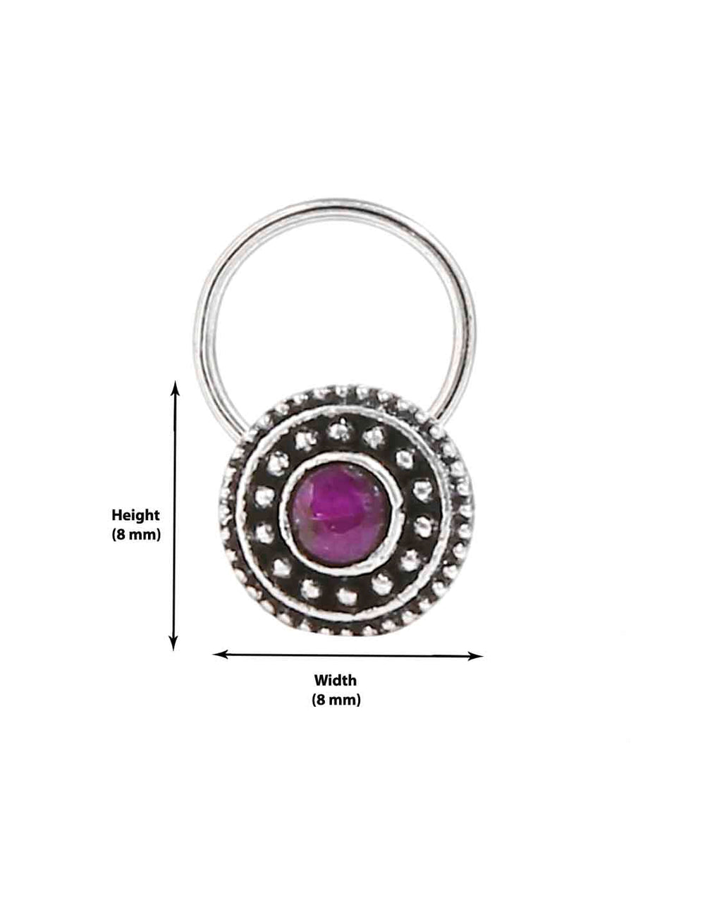 Round 92.5 Sterling Silver Nose Pin with Ruby