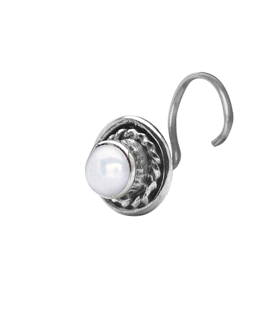 Precious Stone Pearl Small Nose Pin/Stud with wire in 92.5 Sterling Silver For Women and Girls