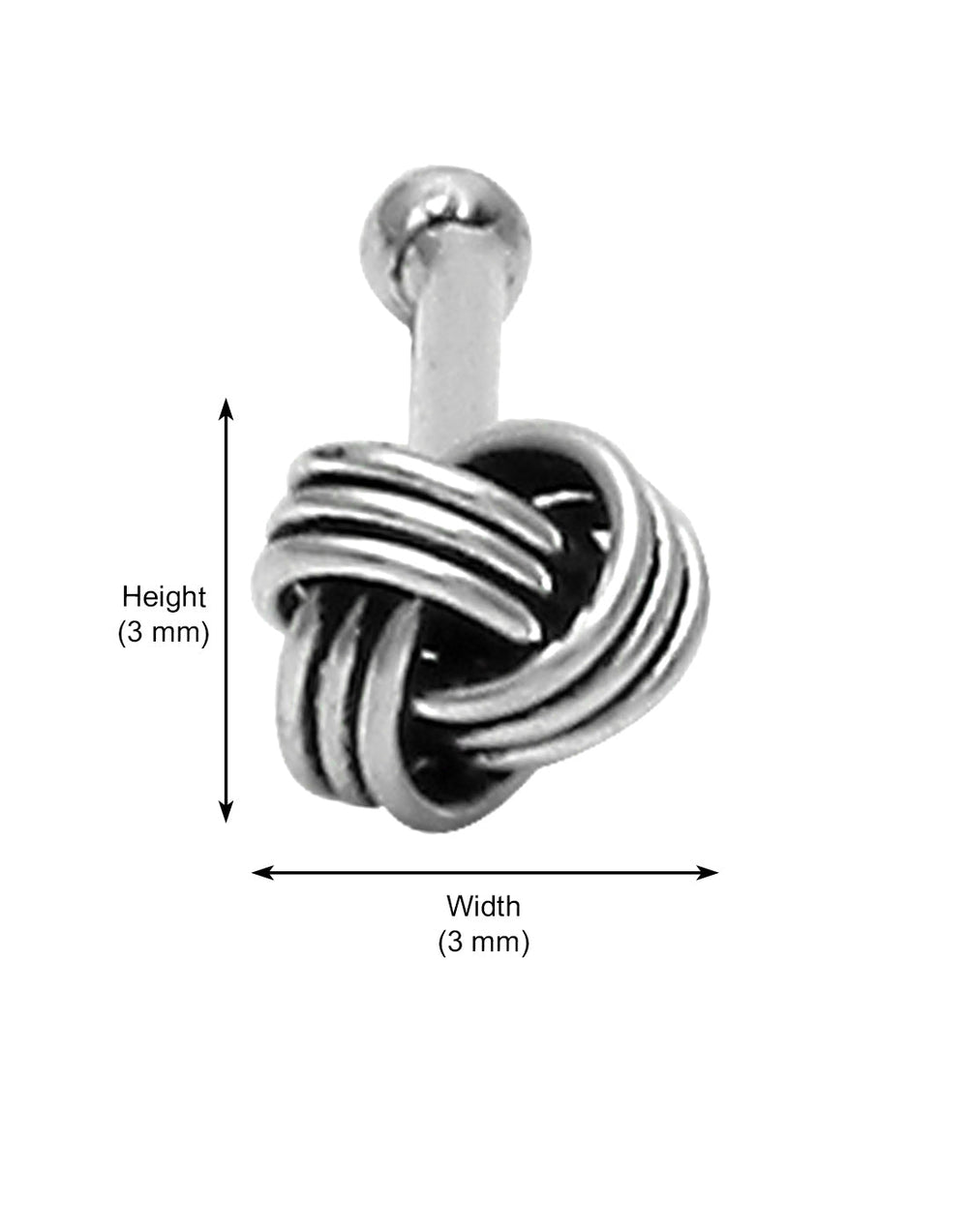 Knot shape Nose Pin in 92.5 Oxidized Silver
