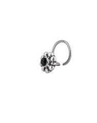 Pure Oxidized 92.5 Sterling Silver Precious Stone Black Onyx Small Stylish Nose Pin