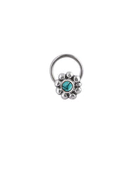 Pure Oxidized 92.5 Sterling Silver Precious Stone Blue Turquoise Small Stylish Nose Pin