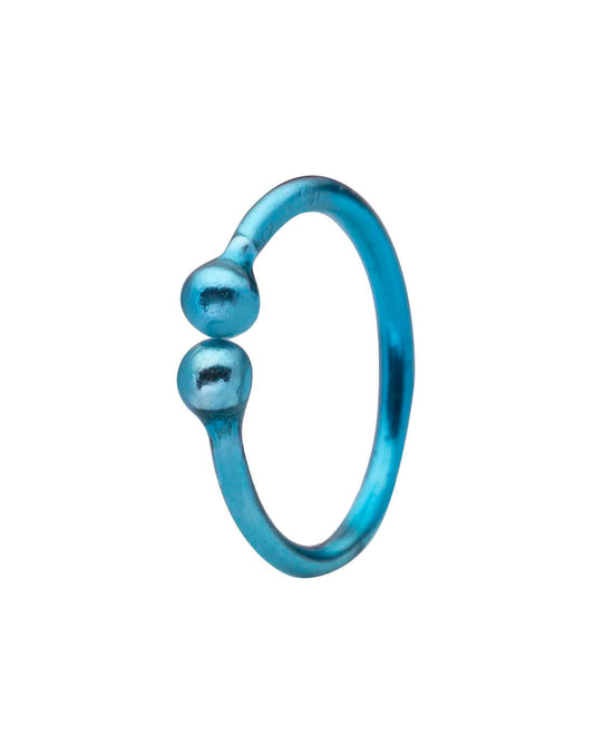 Blue Enamel coated Clip on Nose ring in 92.5 Silver