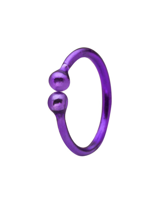 Purple Enamel coated Clip on Nose ring in 92.5 Silver