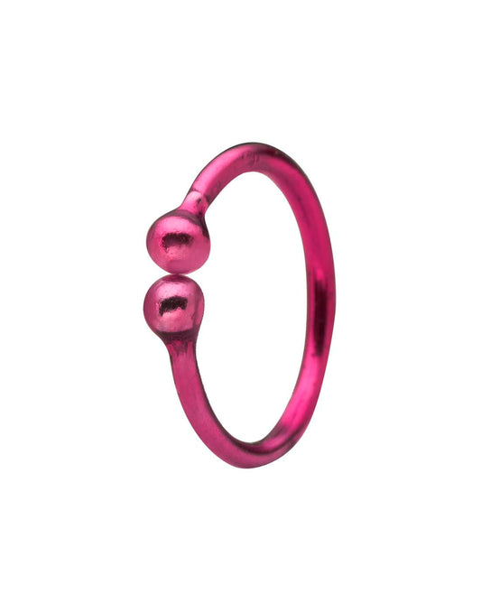Pink Enamel coated Clip on Nose ring in 92.5 Silver
