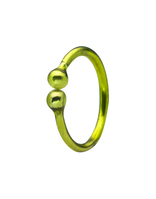 Green Enamel coated Clip on Nose ring in 92.5 Silver