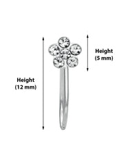 Light Weighted Clip on Nose Pin in 92.5 Silver and White Cubic Zirconia Stones