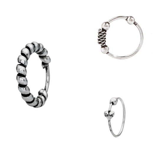 Combo of 92.5 Sterling Silver Nose Ring for Women and Girls