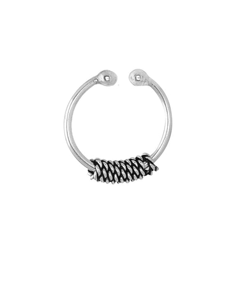 Trendy 92.5 Sterling Silver Clip On Oxidised Nose Ring - Default Title - Abhooshan