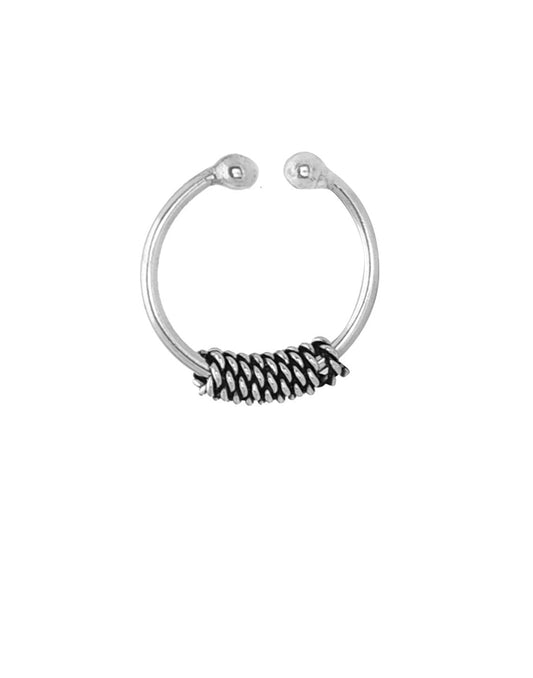 Trendy 92.5 Sterling Silver Clip On Oxidised Nose Ring