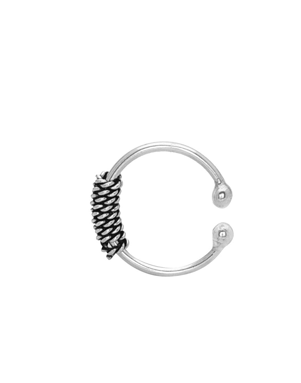 Trendy 92.5 Sterling Silver Clip On Oxidised Nose Ring