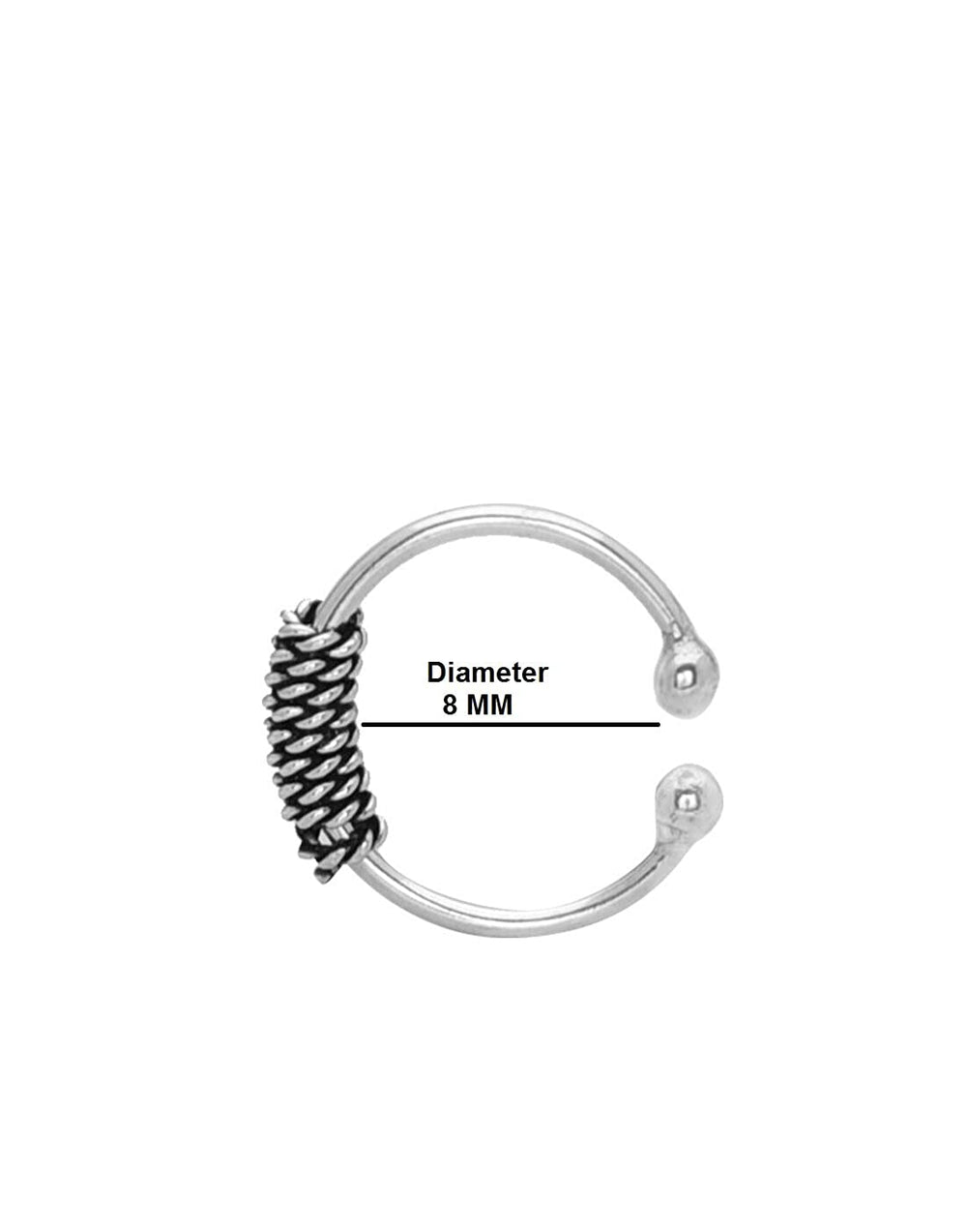 Trendy 92.5 Sterling Silver Clip On Oxidised Nose Ring