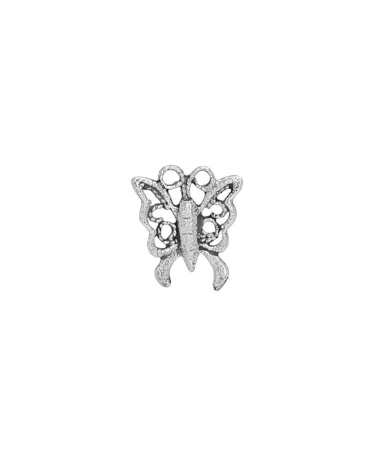 Butterfly Nose Pin with wire in 92.5 Oxidized Silver