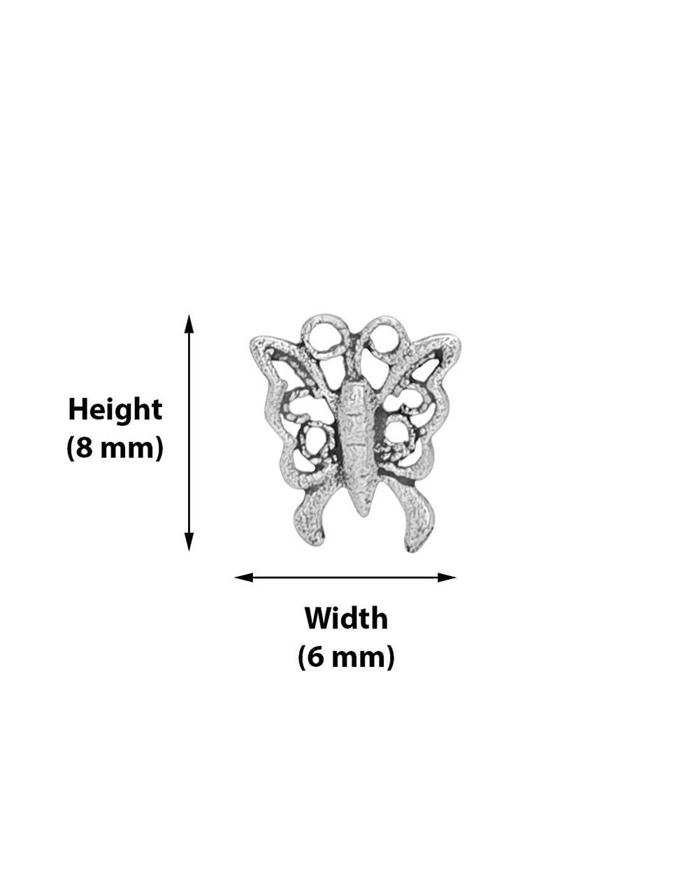 Butterfly Nose Pin with wire in 92.5 Oxidized Silver