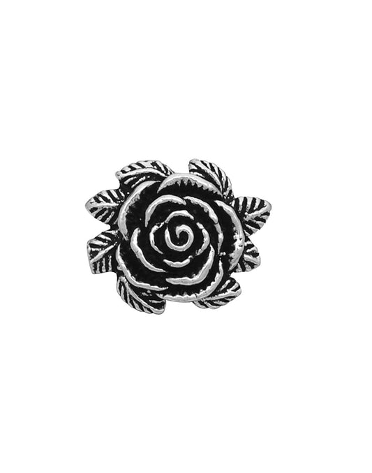 Big Oxidized Flower Nose Pin with wire in 92.5 Silver