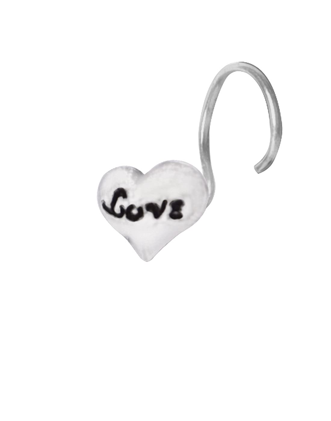 Tiny Heart Shape LOVE Nose Pin with wire in 92.5 Silver