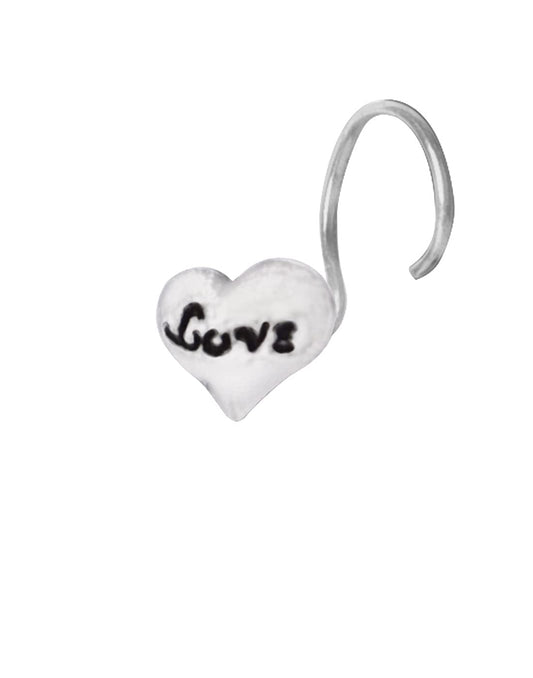 Tiny Heart Shape LOVE Nose Pin with wire in 92.5 Silver