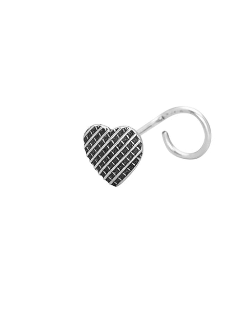 Heart Shape Oxidized Nose Pin with wire in 92.5 Silver - Default Title - Abhooshan