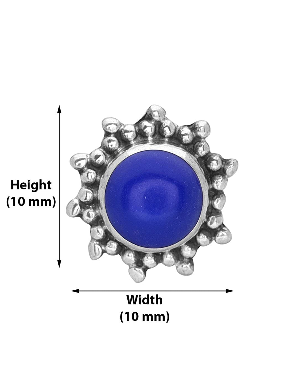 Designer Lapis Lazuli Nose Pin with wire in 92.5 Sterling Silver