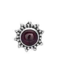 Designer Garnet Nose Pin with wire in 92.5 Sterling Silver