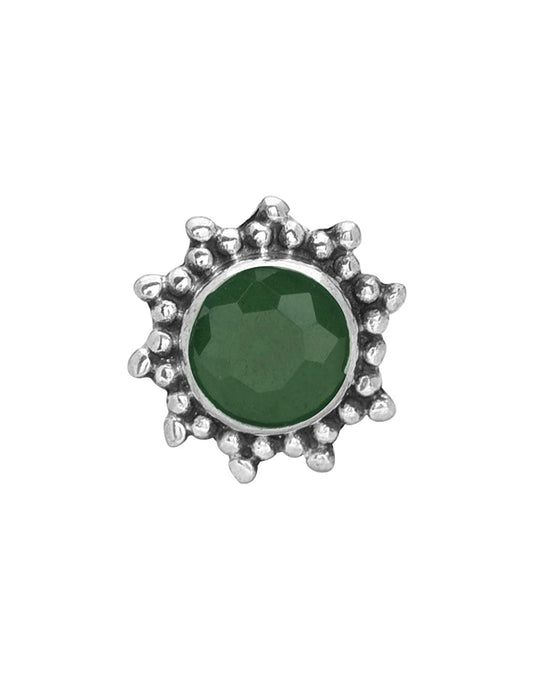 Designer Green Nose Pin with wire in 92.5 Sterling Silver