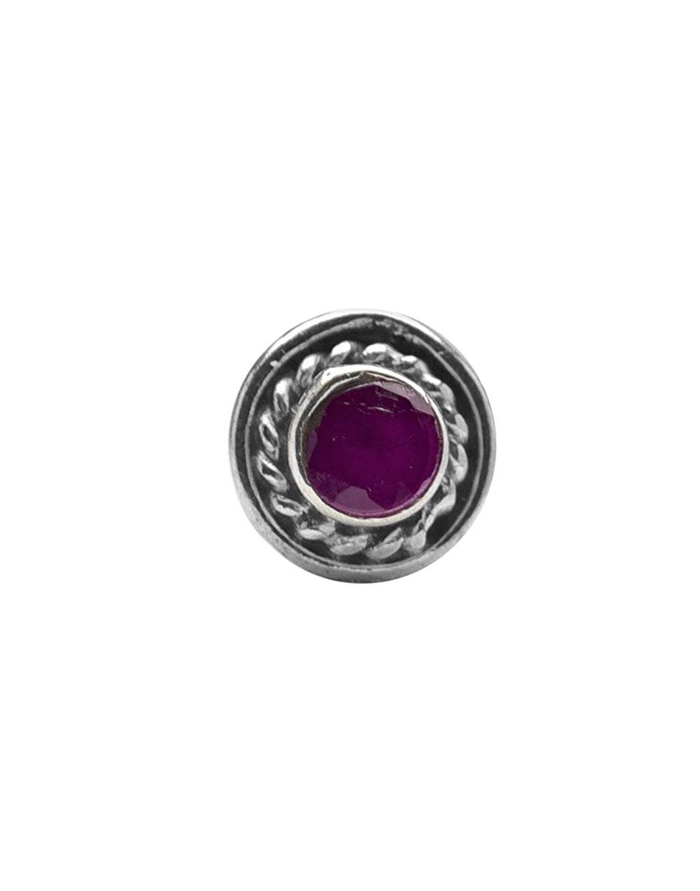 Precious Stone Ruby Small Nose Pin/Stud with wire in 92.5 Sterling Silver