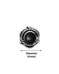 Precious Stone Black Onyx Small Nose Pin/Stud with wire in 92.5 Sterling Silver