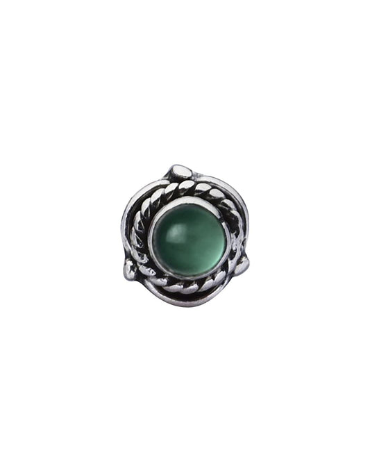 Precious Stone Green Onyx Small Nose Pin/Stud with wire in 92.5 Sterling Silver