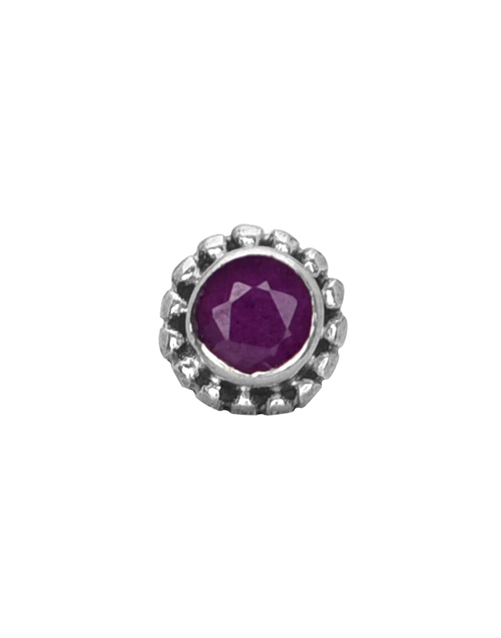 Precious Stone Ruby Small Nose Pin/Stud with wire in 92.5 Sterling Silver
