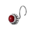 Precious Stone Red Coral Small Nose Pin/Stud with wire in 92.5 Sterling Silver