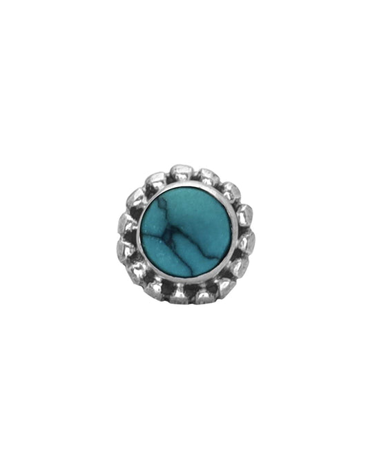 Precious Stone Turquoise Small Nose Pin/Stud with wire in 92.5 Sterling Silver