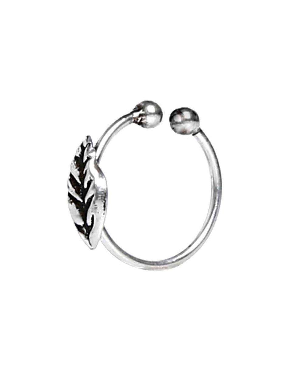 Designer Clip On Leaf nose Ring in 92.5 Silver