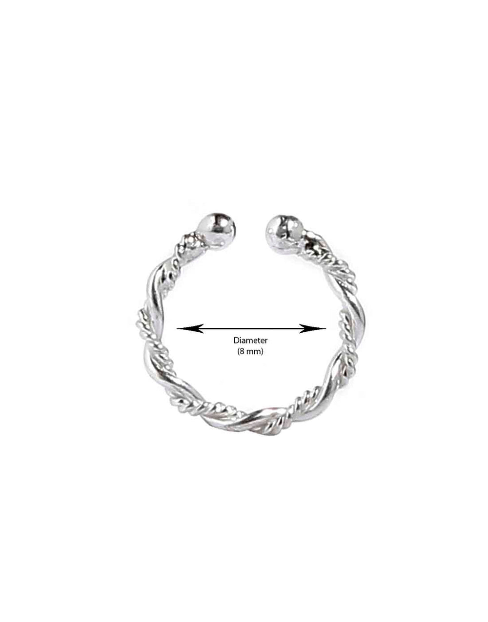 Designer Clip On nose Ring in 92.5 Silver for Women and Girls