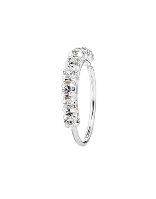 Designer White Cubic Zirconia CZ nose Ring in 92.5 Silver