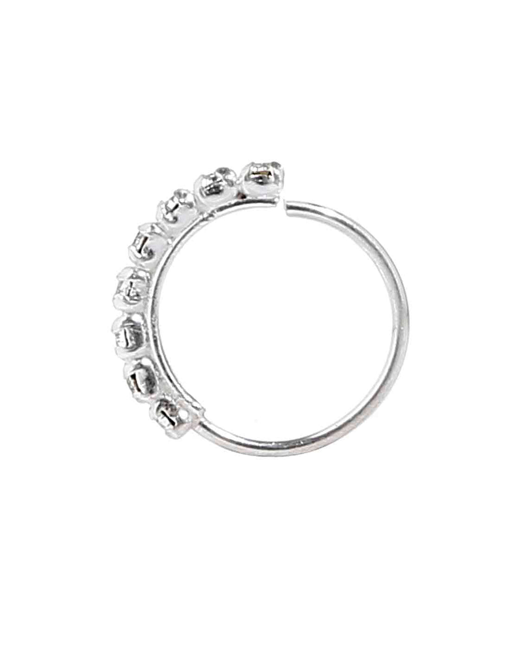 Designer White Cubic Zirconia CZ nose Ring in 92.5 Silver