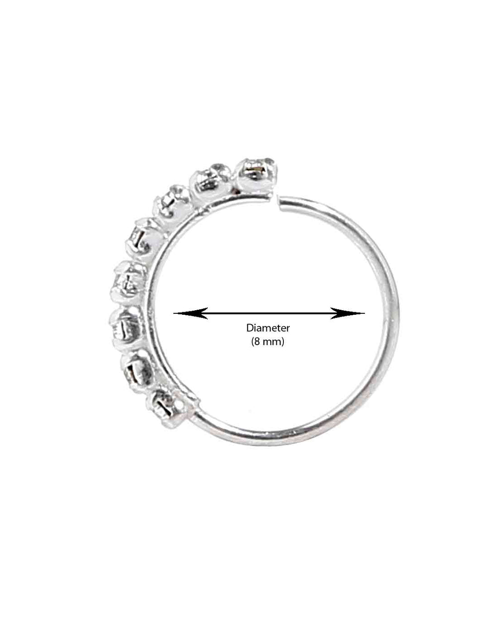 Designer White Cubic Zirconia CZ nose Ring in 92.5 Silver
