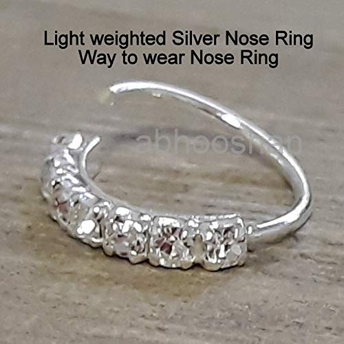 Designer White Cubic Zirconia CZ nose Ring in 92.5 Silver