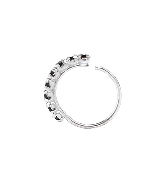 Designer Black Cubic Zirconia CZ nose Ring in 92.5 Silver