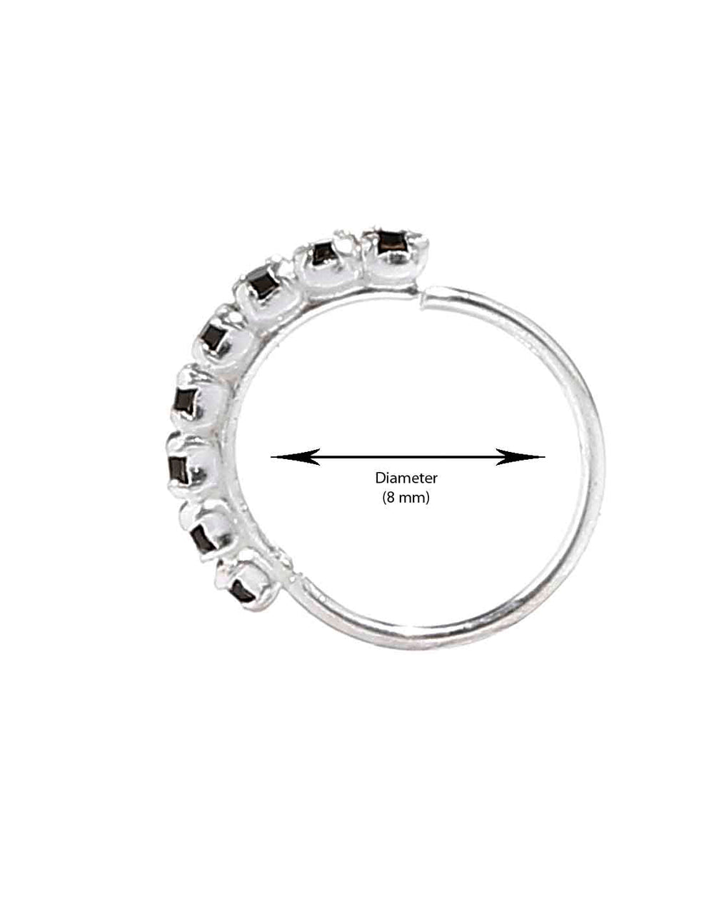 Designer Black Cubic Zirconia CZ nose Ring in 92.5 Silver