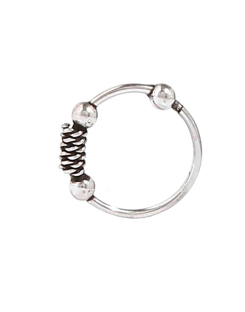 92.5 Sterling Silver Oxidized Designer Nose Ring - Default Title - Abhooshan