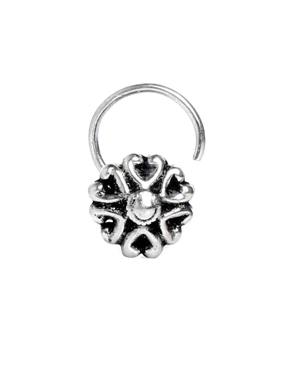 Designer Round Nose Pin with wire in 92.5 Oxidized Silver