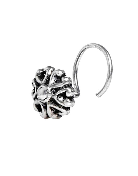 Designer Round Nose Pin with wire in 92.5 Oxidized Silver