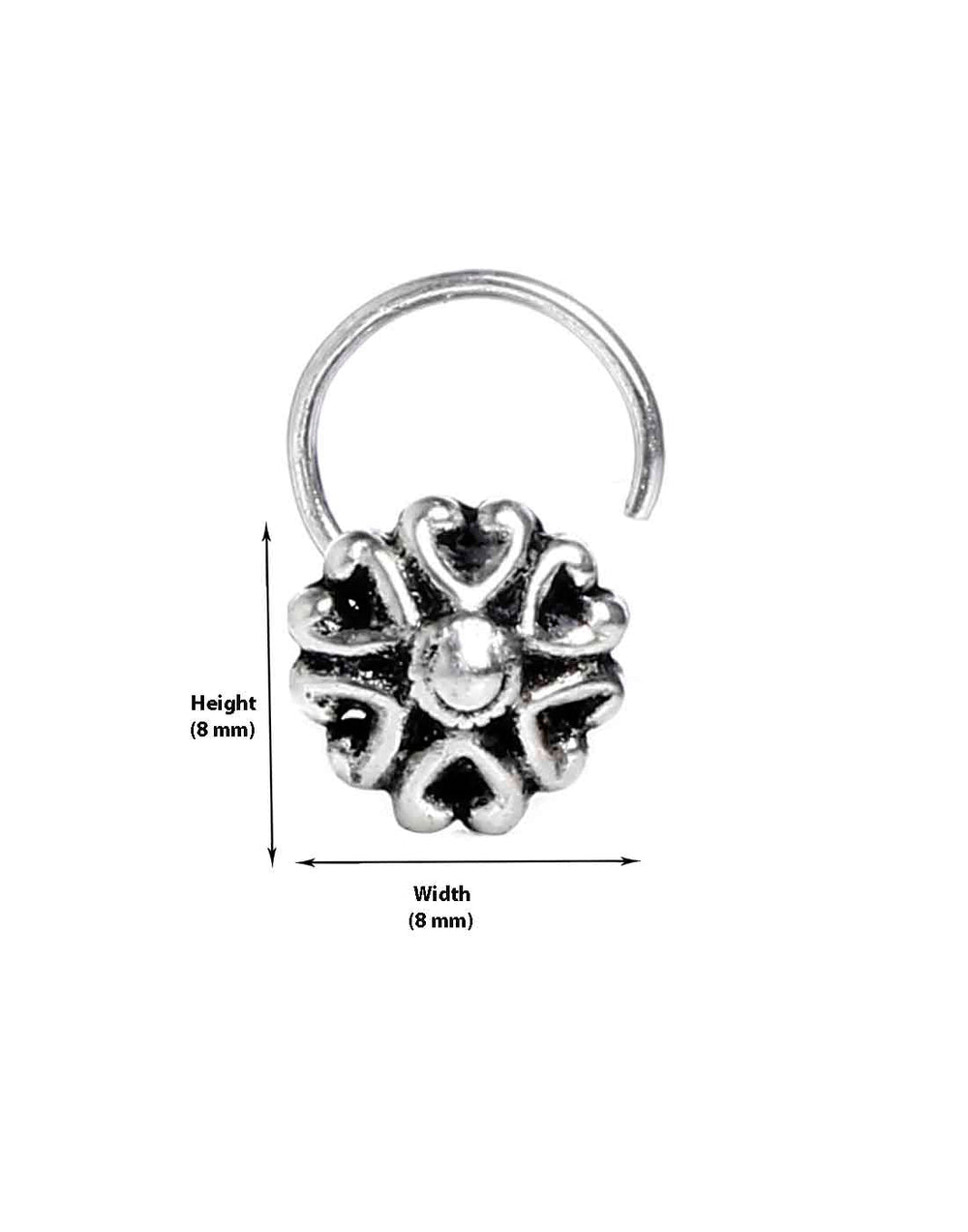 Designer Round Nose Pin with wire in 92.5 Oxidized Silver