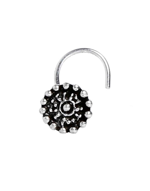 Tribal look Nose Pin with wire in 92.5 Silver - Default Title - Abhooshan