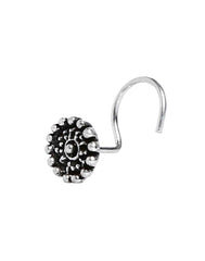 Tribal look Round Nose Pin with wire in 92.5 Oxidized Silver